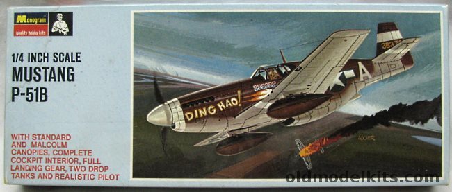 Monogram 1/48 P-51B Mustang - Malcolm or Regular Canopy - Blue Box Issue, PA136-100 plastic model kit